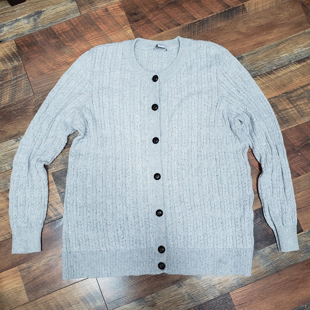 The Tog Shop Gray Cable Knit Cardigan Sweater, Size XL